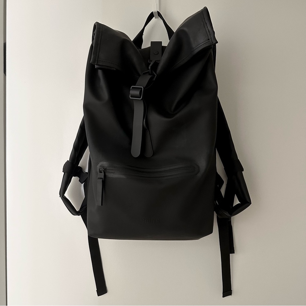 Rains Black Modern Backpack